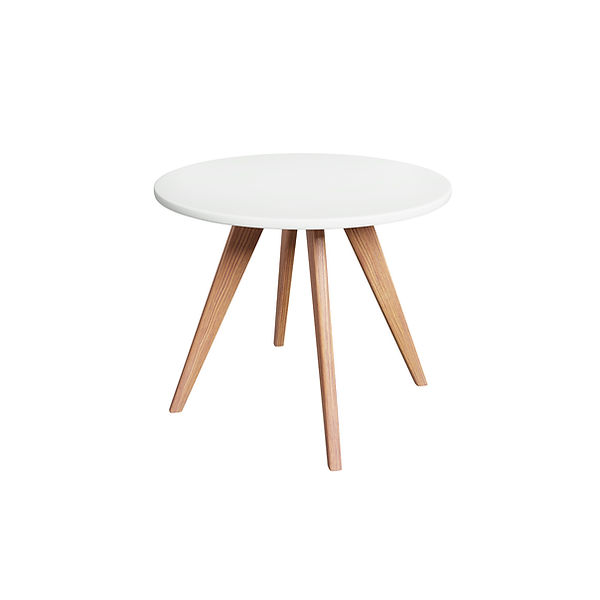 White Wooden Round End Table